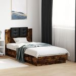 Casa si Gradina - Mobilier - Paturi si accesorii - Paturi - Cadru de pat cu tablie stejar fumuriu 75x190 cm lemn prelucrat - Infinity.ro