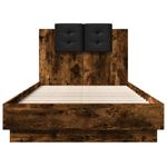 Casa si Gradina - Mobilier - Paturi si accesorii - Paturi - Cadru de pat cu tablie stejar fumuriu 75x190 cm lemn prelucrat - Infinity.ro