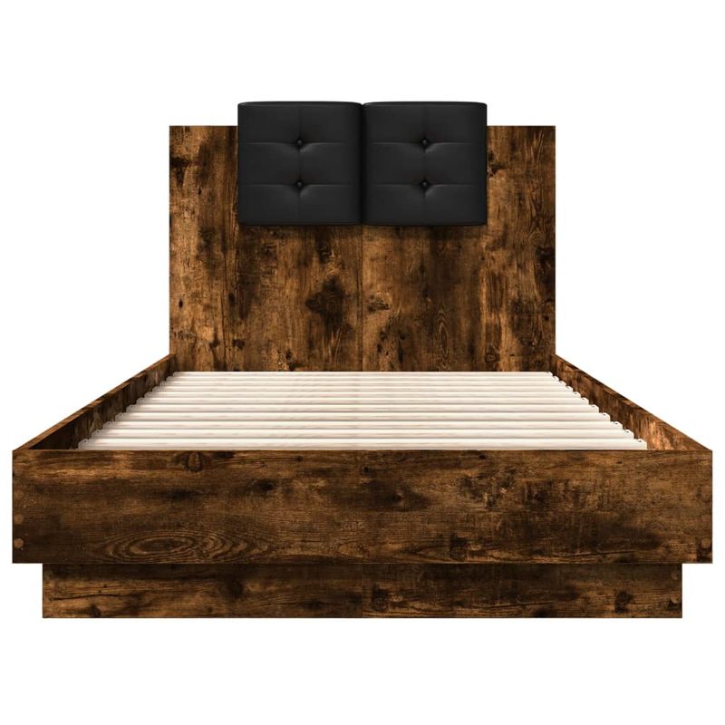 Casa si Gradina - Mobilier - Paturi si accesorii - Paturi - Cadru de pat cu tablie stejar fumuriu 75x190 cm lemn prelucrat - Infinity.ro