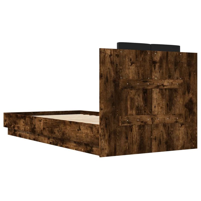 Casa si Gradina - Mobilier - Paturi si accesorii - Paturi - Cadru de pat cu tablie stejar fumuriu 75x190 cm lemn prelucrat - Infinity.ro