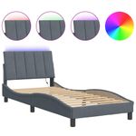 Casa si Gradina - Mobilier - Paturi si accesorii - Paturi - Cadru de pat cu lumini LED, gri inchis, 80x200 cm, catifea - Infinity.ro