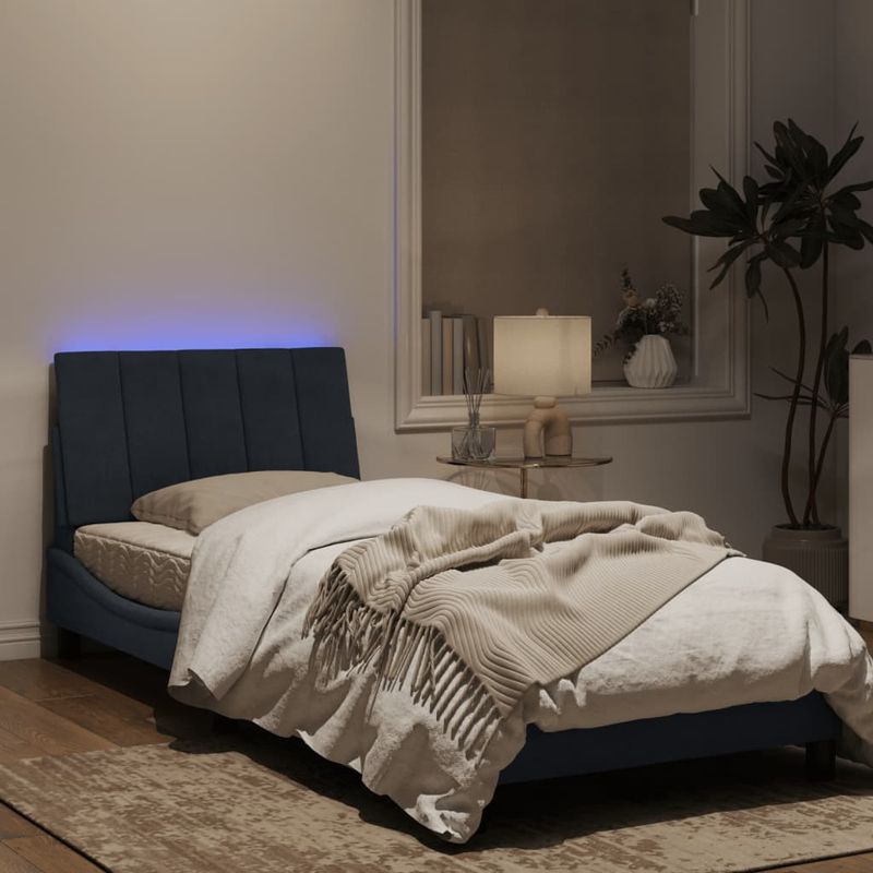 Casa si Gradina - Mobilier - Paturi si accesorii - Paturi - Cadru de pat cu lumini LED, gri inchis, 80x200 cm, catifea - Infinity.ro