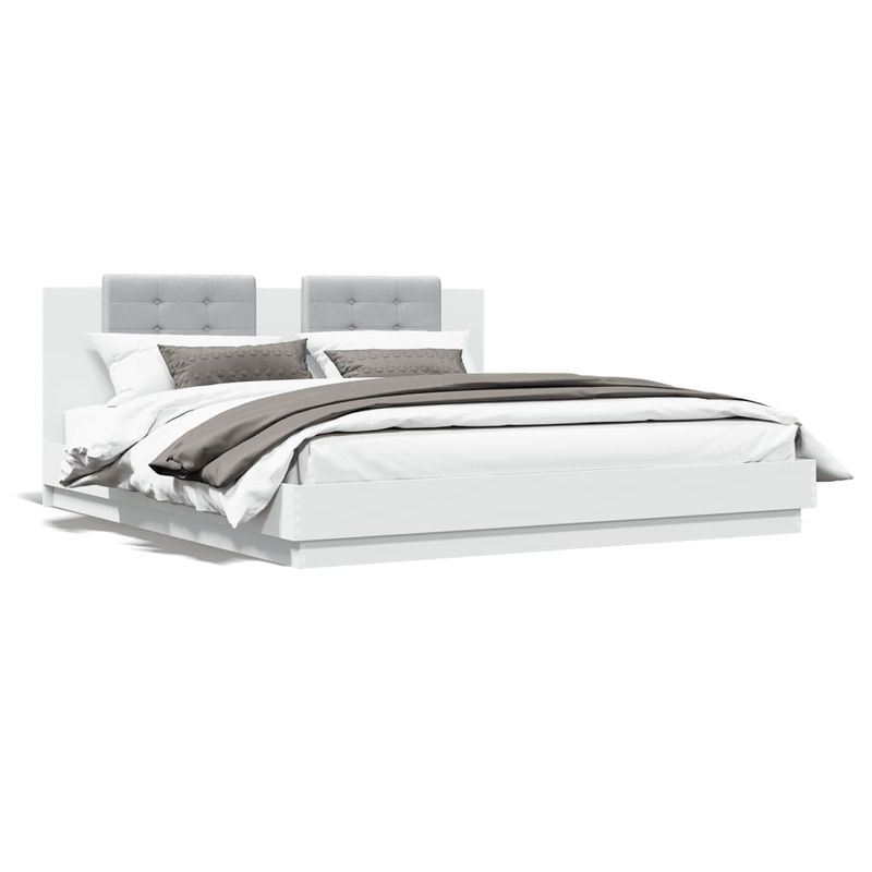 Casa si Gradina - Mobilier - Paturi si accesorii - Paturi - Cadru de pat cu tablie, alb, 160x200 cm, lemn prelucrat - Infinity.ro