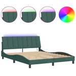 Casa si Gradina - Mobilier - Paturi si accesorii - Paturi - Cadru de pat cu lumini LED, verde inchis, 160x200 cm, catifea - Infinity.ro