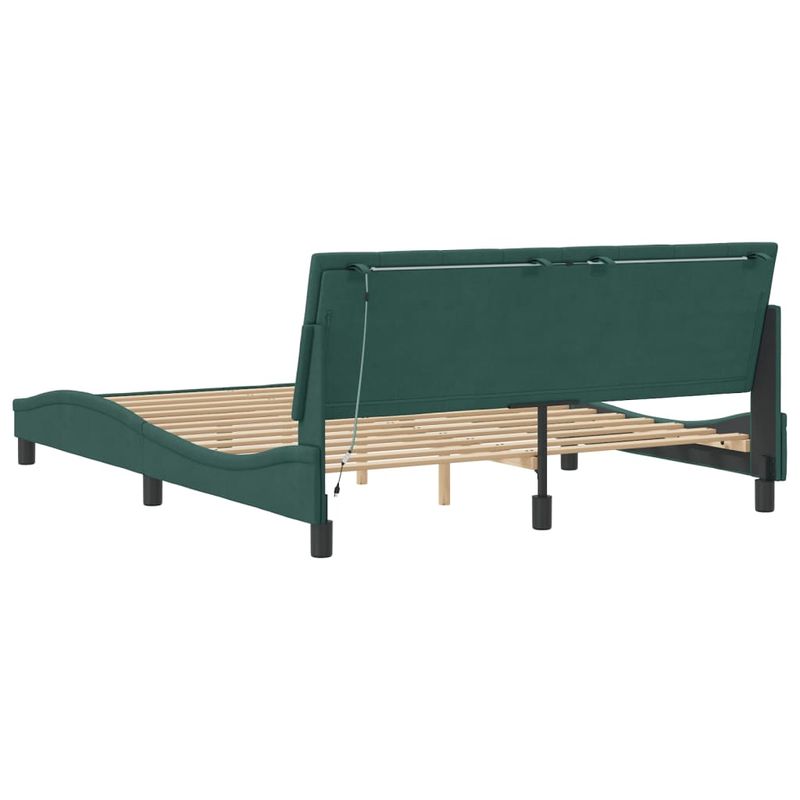 Casa si Gradina - Mobilier - Paturi si accesorii - Paturi - Cadru de pat cu lumini LED, verde inchis, 160x200 cm, catifea - Infinity.ro