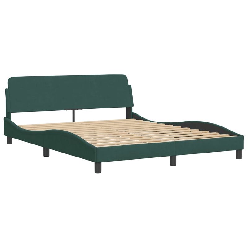 Casa si Gradina - Mobilier - Paturi si accesorii - Paturi - Cadru de pat cu lumini LED, verde inchis, 160x200 cm, catifea - Infinity.ro