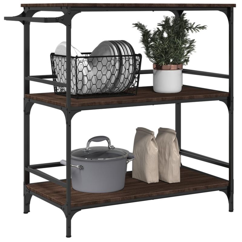 Casa si Gradina - Bucatarie si vesela - Ustensile bucatarie - Cosuri servire - Carucior de bucatarie, stejar maro100,5x50x105cm lemn prelucrat - Infinity.ro