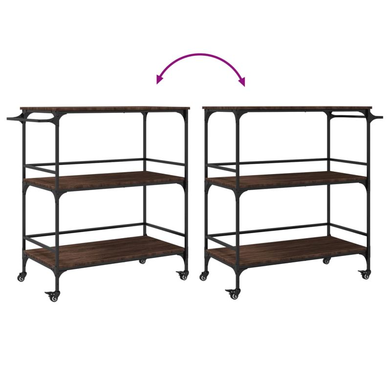 Casa si Gradina - Bucatarie si vesela - Ustensile bucatarie - Cosuri servire - Carucior de bucatarie, stejar maro100,5x50x105cm lemn prelucrat - Infinity.ro