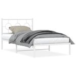 Casa si Gradina - Mobilier - Paturi si accesorii - Paturi - Cadru de pat din metal cu tablie, alb, 100x200 cm - Infinity.ro