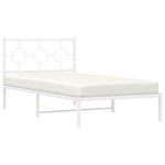 Casa si Gradina - Mobilier - Paturi si accesorii - Paturi - Cadru de pat din metal cu tablie, alb, 100x200 cm - Infinity.ro
