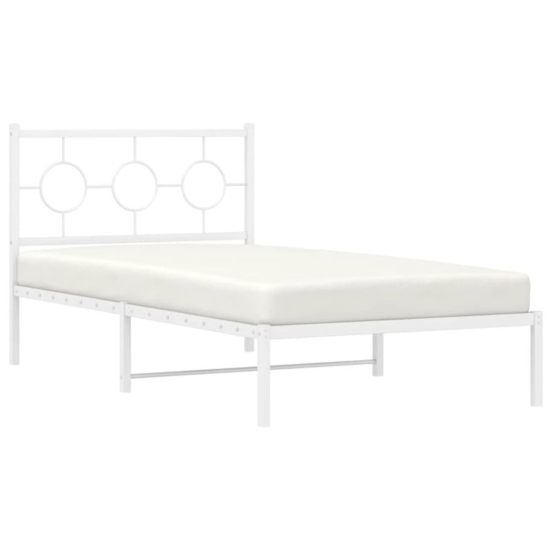 Casa si Gradina - Mobilier - Paturi si accesorii - Paturi - Cadru de pat din metal cu tablie, alb, 100x200 cm - Infinity.ro