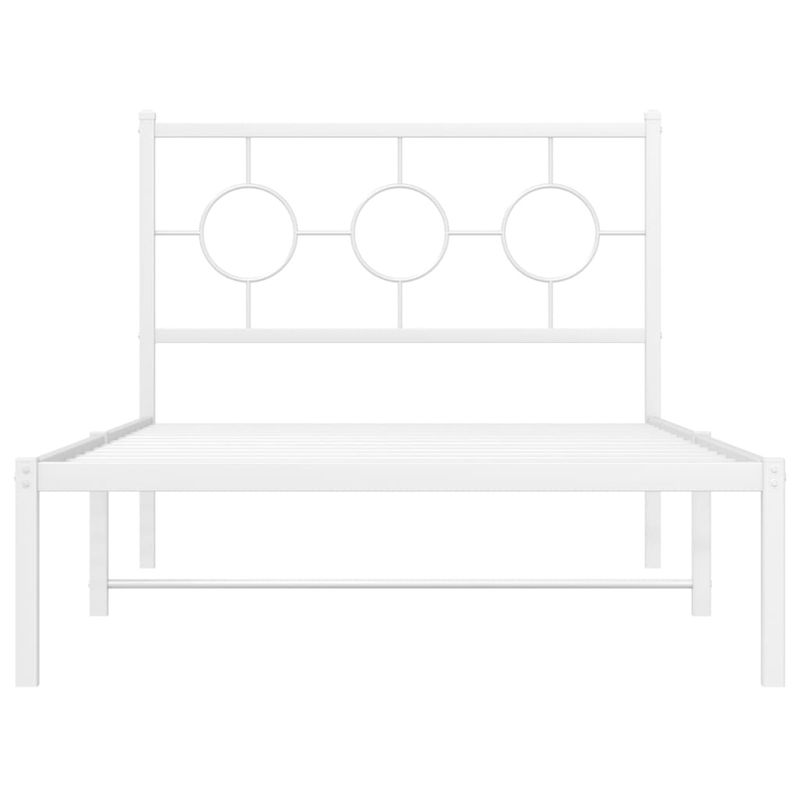 Casa si Gradina - Mobilier - Paturi si accesorii - Paturi - Cadru de pat din metal cu tablie, alb, 100x200 cm - Infinity.ro