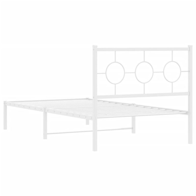 Casa si Gradina - Mobilier - Paturi si accesorii - Paturi - Cadru de pat din metal cu tablie, alb, 100x200 cm - Infinity.ro