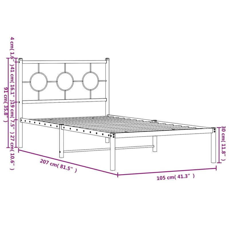 Casa si Gradina - Mobilier - Paturi si accesorii - Paturi - Cadru de pat din metal cu tablie, alb, 100x200 cm - Infinity.ro