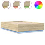 Casa si Gradina - Mobilier - Paturi si accesorii - Paturi - Cadru de pat cu LED stejar sonoma 120x200 cm lemn prelucrat - Infinity.ro