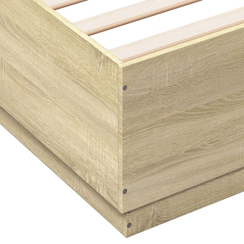 Casa si Gradina - Mobilier - Paturi si accesorii - Paturi - Cadru de pat cu LED stejar sonoma 120x200 cm lemn prelucrat - Infinity.ro