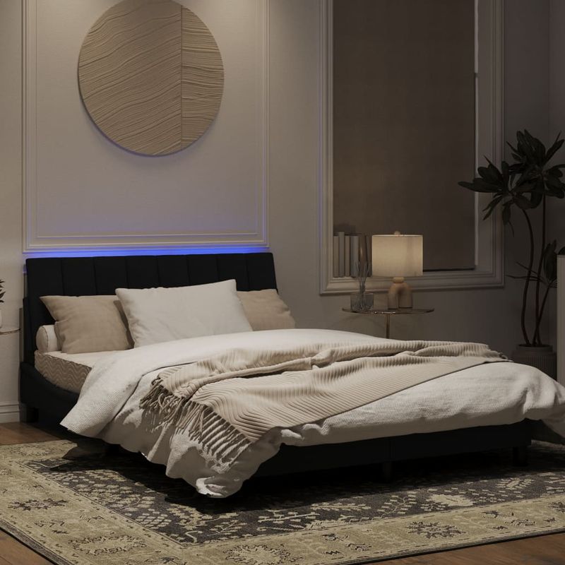Casa si Gradina - Mobilier - Paturi si accesorii - Paturi - Cadru de pat cu lumini LED, negru, 120x200 cm, catifea - Infinity.ro