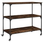 Casa si Gradina - Bucatarie si vesela - Ustensile bucatarie - Cosuri servire - Carucior de bucatarie stejar fumuriu 102x50x95 lemn prelucrat - Infinity.ro