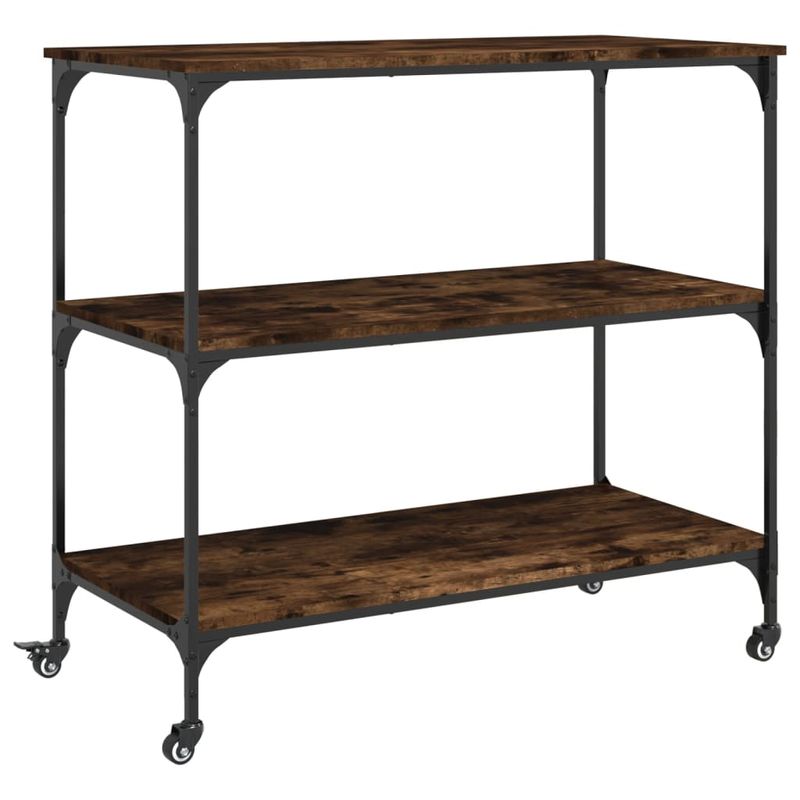 Casa si Gradina - Bucatarie si vesela - Ustensile bucatarie - Cosuri servire - Carucior de bucatarie stejar fumuriu 102x50x95 lemn prelucrat - Infinity.ro