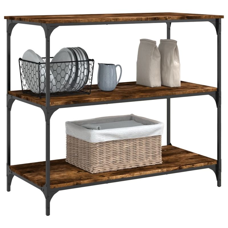 Casa si Gradina - Bucatarie si vesela - Ustensile bucatarie - Cosuri servire - Carucior de bucatarie stejar fumuriu 102x50x95 lemn prelucrat - Infinity.ro