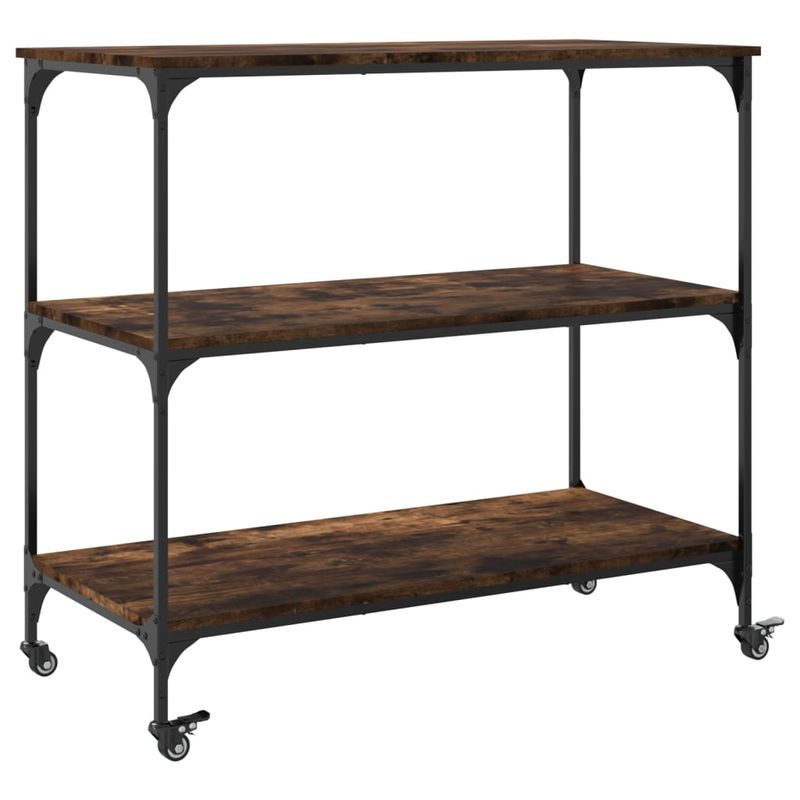 Casa si Gradina - Bucatarie si vesela - Ustensile bucatarie - Cosuri servire - Carucior de bucatarie stejar fumuriu 102x50x95 lemn prelucrat - Infinity.ro