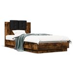 Casa si Gradina - Mobilier - Paturi si accesorii - Paturi - Cadru de pat cu tablie stejar fumuriu 90x190 cm lemn prelucrat - Infinity.ro