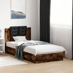 Casa si Gradina - Mobilier - Paturi si accesorii - Paturi - Cadru de pat cu tablie stejar fumuriu 90x190 cm lemn prelucrat - Infinity.ro