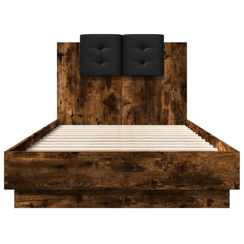 Casa si Gradina - Mobilier - Paturi si accesorii - Paturi - Cadru de pat cu tablie stejar fumuriu 90x190 cm lemn prelucrat - Infinity.ro