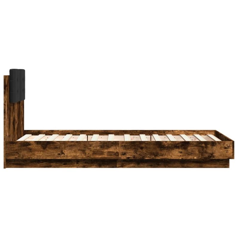 Casa si Gradina - Mobilier - Paturi si accesorii - Paturi - Cadru de pat cu tablie stejar fumuriu 90x190 cm lemn prelucrat - Infinity.ro