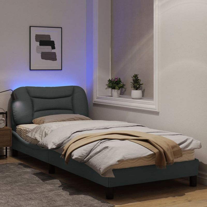 Casa si Gradina - Mobilier - Paturi si accesorii - Paturi - Cadru de pat cu lumini LED, gri deschis, 80x200 cm, textil - Infinity.ro