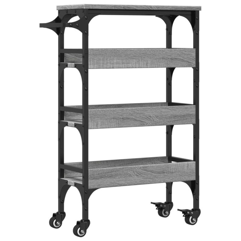 Casa si Gradina/Bucatarie si vesela/Ustensile bucatarie/Cosuri servire - Carucior de bucatarie, gri sonoma, 53x20x76 cm, lemn prelucrat - Infinity.ro