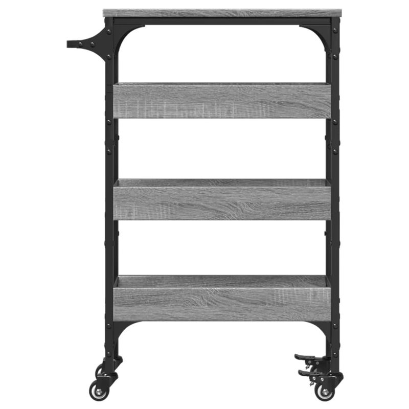 Casa si Gradina/Bucatarie si vesela/Ustensile bucatarie/Cosuri servire - Carucior de bucatarie, gri sonoma, 53x20x76 cm, lemn prelucrat - Infinity.ro