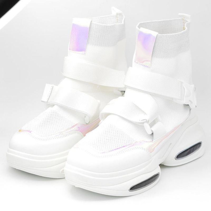 Fashion, accesorii si bijuterii - Femei - Incaltaminte femei - Sneakers si tenisi femei - Sneakers Dama MBrands cu talpa flexibila si masiva, alb - 36 - Infinity.ro