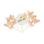 Casa si Gradina - Decoratiuni - Decoratiuni petrecere - Accesorii pentru petrecere - Cake Topper tort La Multi ani - fluturasi roz - Infinity.ro