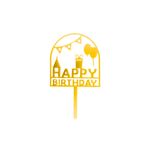 Casa si Gradina - Decoratiuni - Decoratiuni petrecere - Accesorii pentru petrecere - Cake Topper tort Happy Birthday party auriu - Infinity.ro