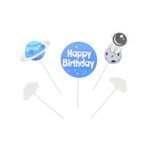 Casa si Gradina - Decoratiuni - Decoratiuni petrecere - Accesorii pentru petrecere - Cake Topper tort Happy Birthday astronaut pe luna - Infinity.ro