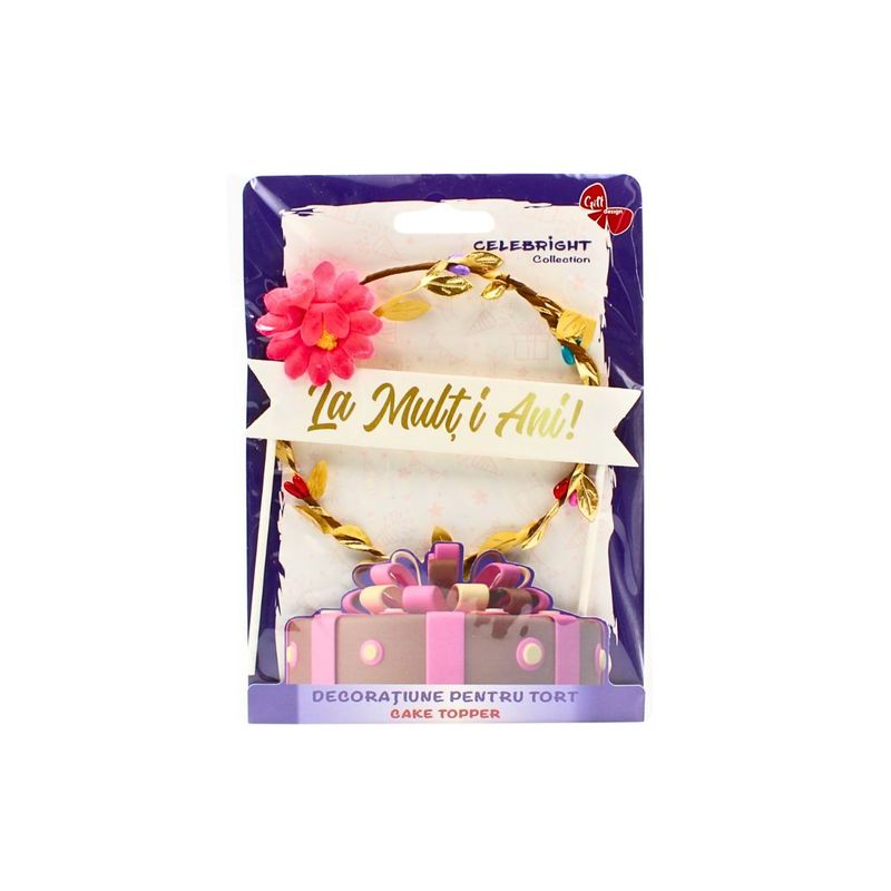 Casa si Gradina - Decoratiuni - Decoratiuni petrecere - Accesorii pentru petrecere - Cake Topper tort coronita floricica roz - Infinity.ro