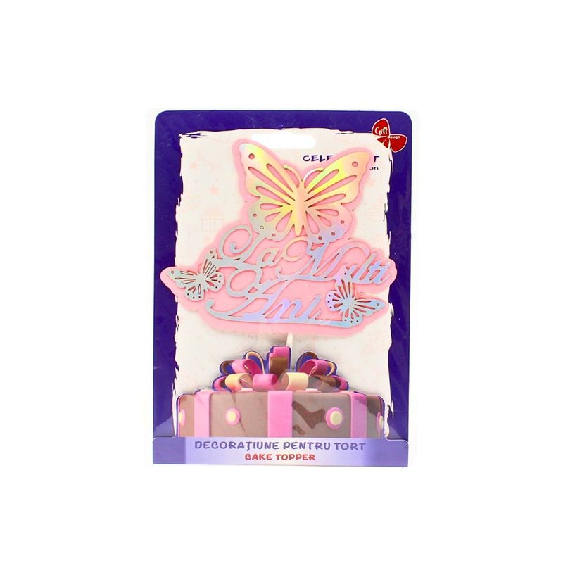 Casa si Gradina - Decoratiuni - Decoratiuni petrecere - Accesorii pentru petrecere - Cake Topper tort La Multi Ani roz-argintiu - Infinity.ro