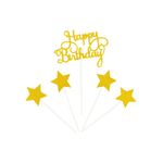Casa si Gradina - Decoratiuni - Decoratiuni petrecere - Accesorii pentru petrecere - Cake Topper tort Happy Birthday culoarea auriu glitter - Infinity.ro
