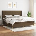 Casa si Gradina - Mobilier - Paturi si accesorii - Paturi - Pat box spring cu saltea, maro inchis, 200x200 cm, textil - Infinity.ro