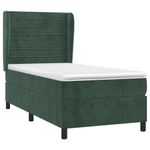 Casa si Gradina - Mobilier - Paturi si accesorii - Paturi - Pat box spring cu saltea, verde inchis, 90x190 cm, catifea - Infinity.ro