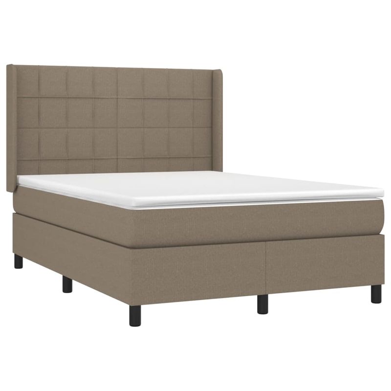 Casa si Gradina - Mobilier - Paturi si accesorii - Paturi - Pat continental cu saltea gri taupe 140x200 cm material textil - Infinity.ro