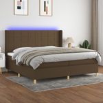 Casa si Gradina - Mobilier - Paturi si accesorii - Paturi - Pat cu arcuri, saltea si LED, maro inchis, 200x200 cm, textil - Infinity.ro
