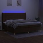 Casa si Gradina - Mobilier - Paturi si accesorii - Paturi - Pat cu arcuri, saltea si LED, maro inchis, 200x200 cm, textil - Infinity.ro