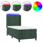 Casa si Gradina - Mobilier - Paturi si accesorii - Paturi - Pat cu arcuri, saltea si LED, verde, 90x200 cm, catifea - Infinity.ro