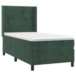Casa si Gradina - Mobilier - Paturi si accesorii - Paturi - Pat cu arcuri, saltea si LED, verde, 90x200 cm, catifea - Infinity.ro