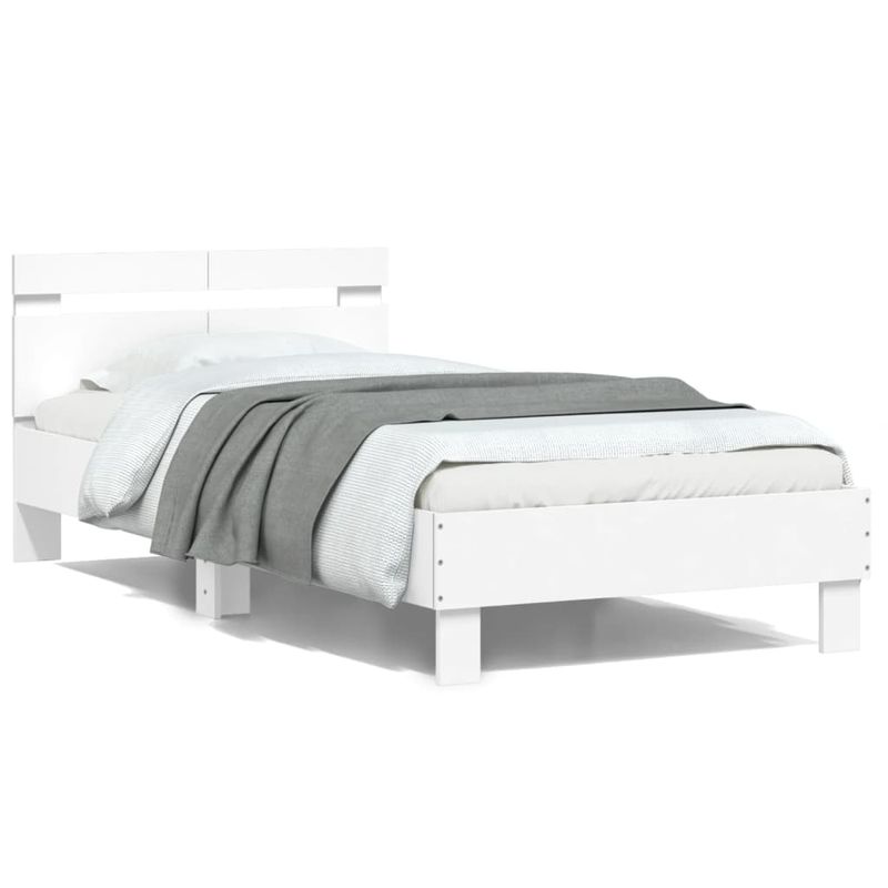 Casa si Gradina - Mobilier - Paturi si accesorii - Paturi - Cadru de pat cu tablie, alb, 100x200 cm, lemn prelucrat - Infinity.ro