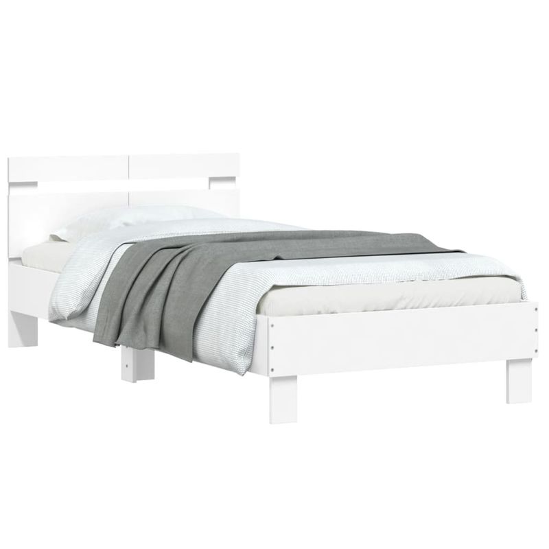 Casa si Gradina - Mobilier - Paturi si accesorii - Paturi - Cadru de pat cu tablie, alb, 100x200 cm, lemn prelucrat - Infinity.ro