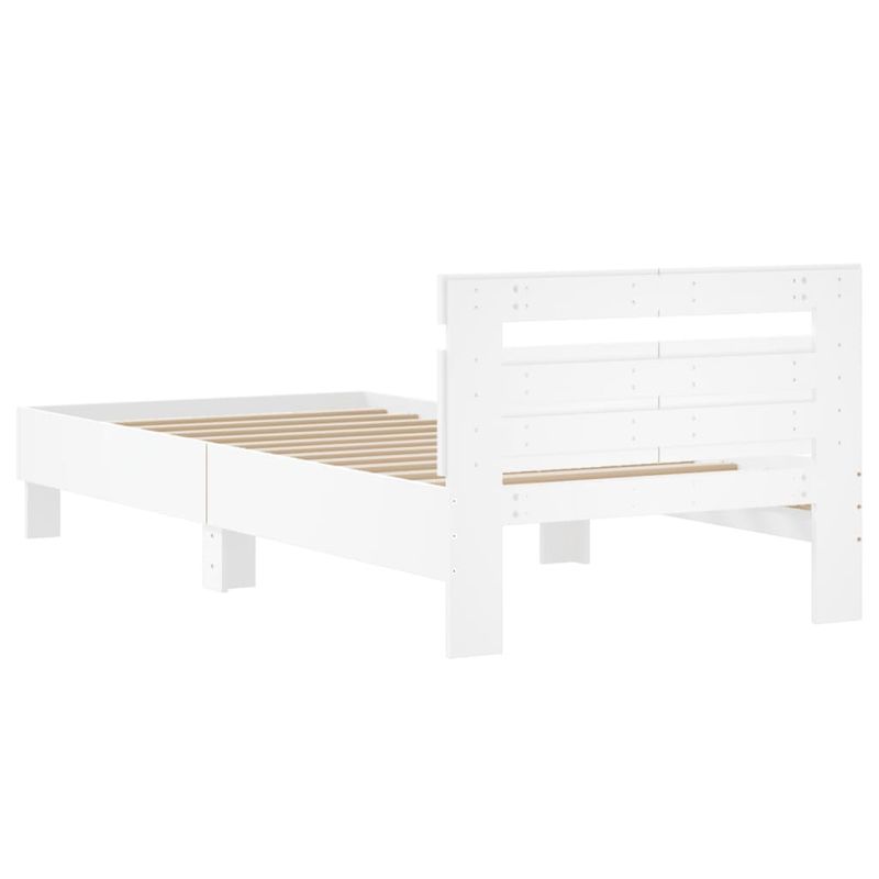 Casa si Gradina - Mobilier - Paturi si accesorii - Paturi - Cadru de pat cu tablie, alb, 100x200 cm, lemn prelucrat - Infinity.ro