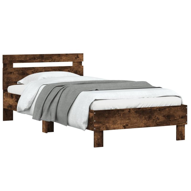 Casa si Gradina - Mobilier - Paturi si accesorii - Paturi - Cadru de pat cu tablie stejar fumuriu 100x200 cm lemn prelucrat - Infinity.ro